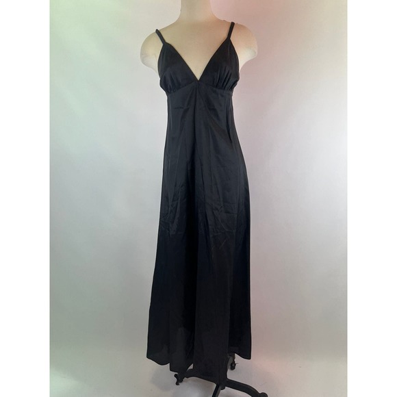 RARE Vintage 1970s Valerie Parr 100% Silk Black Floral Gown‎ - Picture 10 of 12